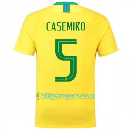 Billige Fotballdrakter Brasil Casemiro 5 VM 2018 Hjemmedraktsett